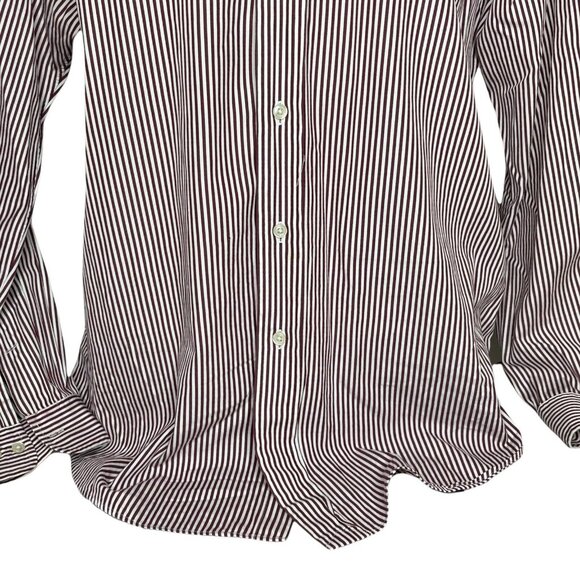 Ralph Lauren Button Front Shirt Mens Size 16 1/2 34/35 Red White Stripes Collar - Picture 4 of 7